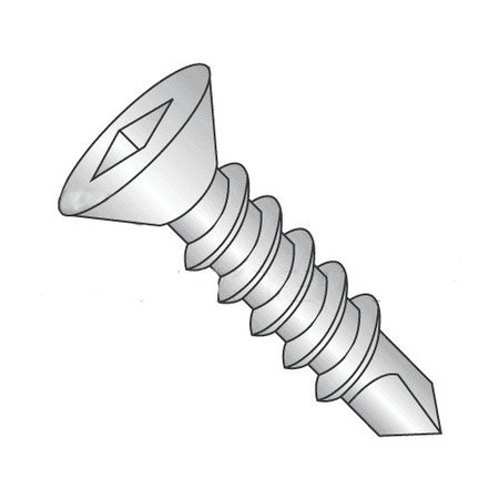 NEWPORT FASTENERS Self-Drilling Screw, #10 x 1 in, 410 Stainless Steel Flat Head Square Drive, 500 PK 779130-500